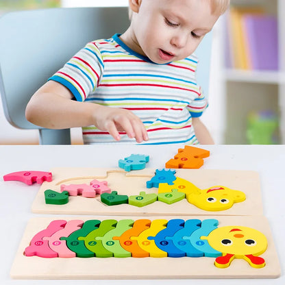 Montessori Wooden Toddler Puzzles for Kids Montessori Toys for Toddlers 2 3 4 5 Years Old Top 3D Puzzle Educational Dinosaur Toy