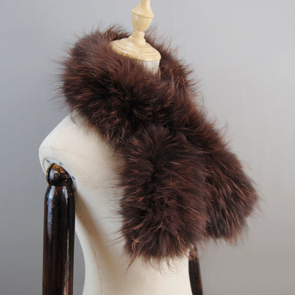 2025 New Knit Real Fox Fur Lady Fashion Neckerchief Scarves Women Real Fur Bandana Women Winter Warm Natural Fox Fur Scarf Ring