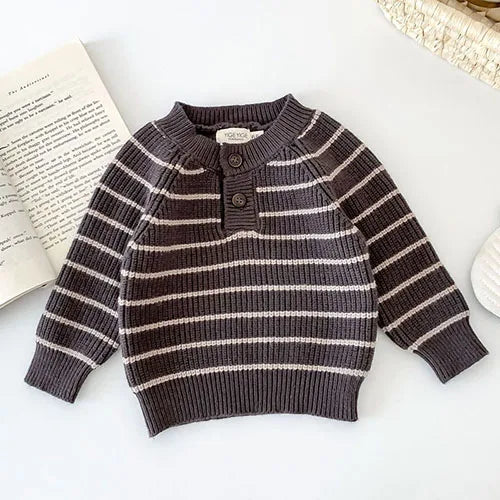 Autumn Spring Newborn Baby Boys Girls Clothing Suit Long Sleeved Striped Sweater+Strap Pants Infant Baby Knitting Clothes Set