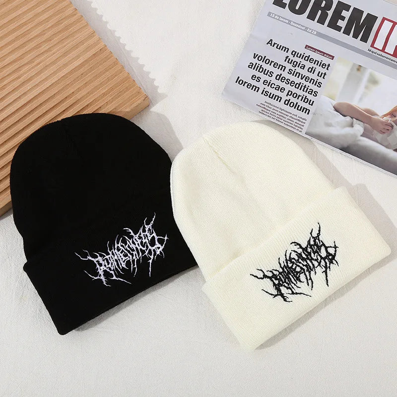 Unisex Stripe Embroidery Beanies Autumn Winter Warm Hat Hip Cap Beanie Hat Caps for Women Men