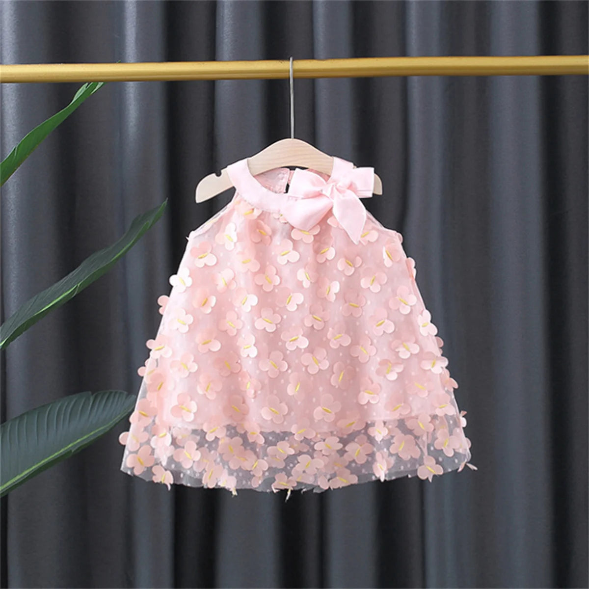 Baby Girl Princess Birthday Party Dress Baby Flower Girl Fairy Dress Children'S 3d Embroidered Off The Shoulder Clothes