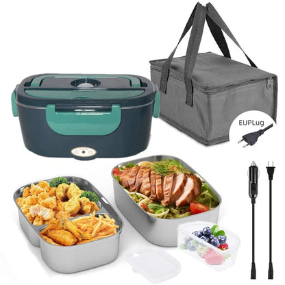 HOMEFISH 1.5 L  60W Electric Lunch Box Food Warmer Portable Food Heater for Car Or Home - Leak Proof 304 Stainless Steel Liner