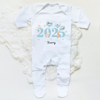 Custom Name Born in 2025 Print Infant Sleepsuit Long Sleeve Baby Romper Casual Pregnancy Announcement Jumpsuit Babys Birth Gifts