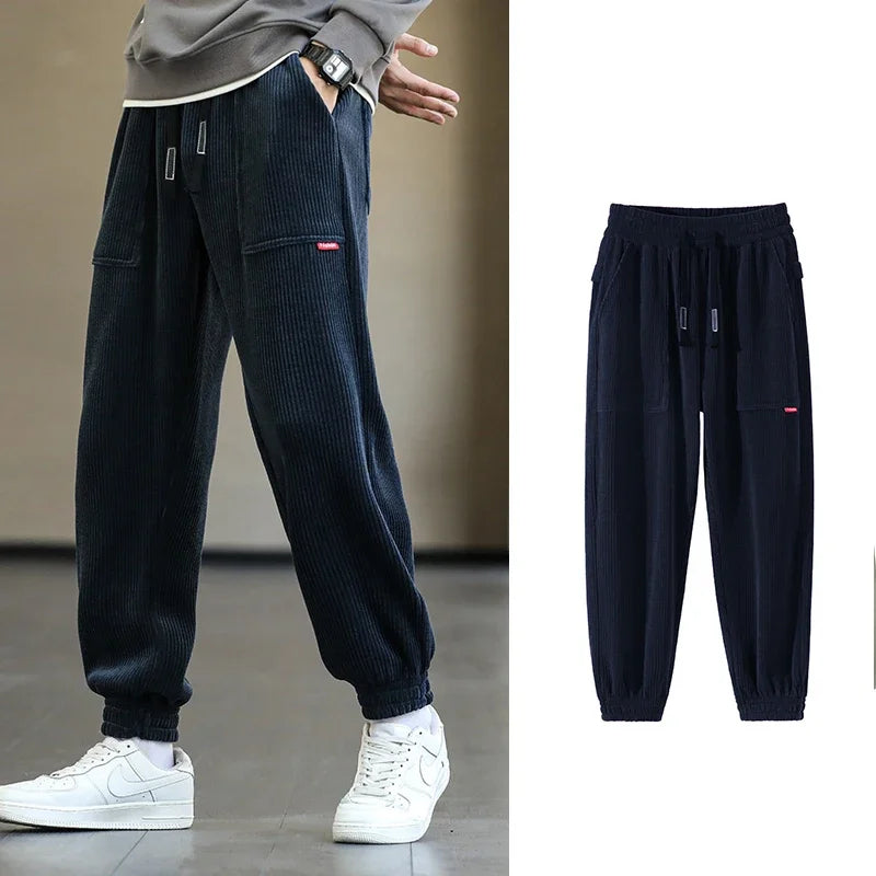 2024 New Autumn Winter Corduroy Sweatpants Men Baggy Joggers Fashion Streetwear Loose Casual Harem Pants Plus SIze 8XL