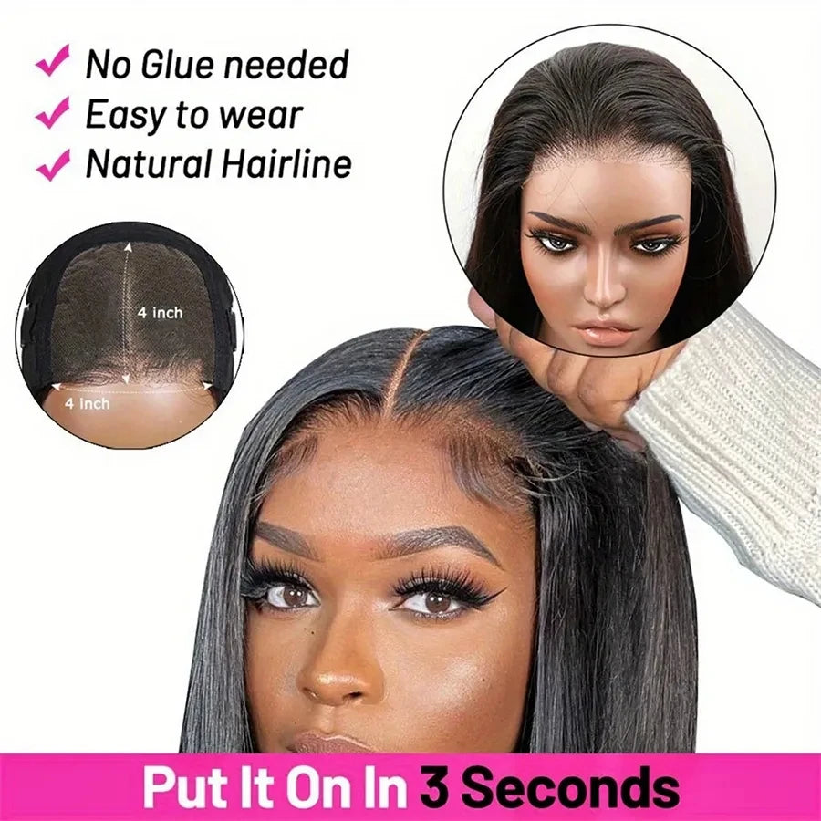 Glueless Wig Human Hair Ready To Wear Preplucked Straight Human Hair Wigs 5x5 Lace Closure Pre Cut 13x4 Lace Front Wigs Bling