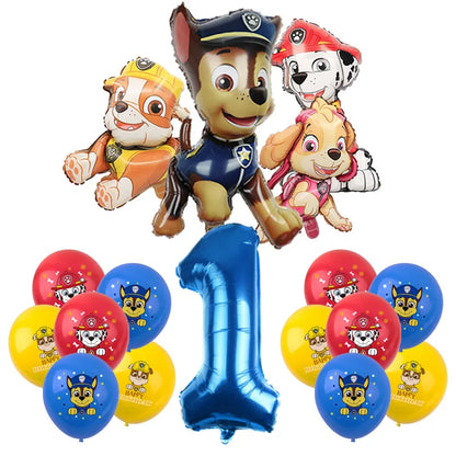 PAW Patrol Birthday Party Decoration Toy Hat Kids Gift Aluminum Foil Balloon Dog Chase Marshall Skye Rubble Disposable Tableware