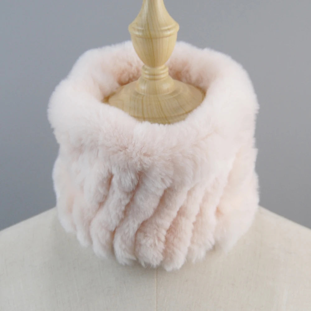 Good Elastic Rex Rabbit Fur Ring Scarves Winter Warm Women Genuine Rex Rabbit Fur Scarf Knitted Real Natural Fur Wraps Headbands