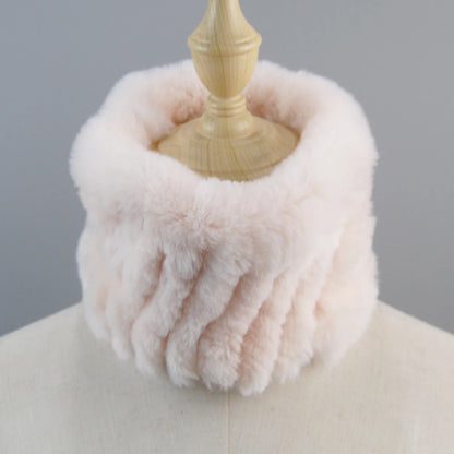Good Elastic Rex Rabbit Fur Ring Scarves Winter Warm Women Genuine Rex Rabbit Fur Scarf Knitted Real Natural Fur Wraps Headbands