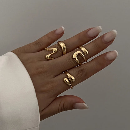 DIEZI One Set Irregular Geometric Rings For Women Men Girls Punk Fashion Beach style Gold Silver Color Knuckle Joint Ring