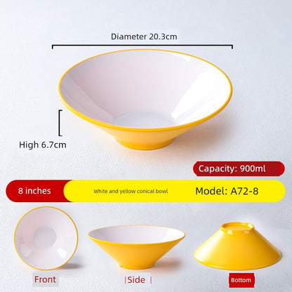 Melamine Rain-Hat Shaped Bowl Commercial Ramen Bowl River Snail Rice Noodle Bowl Noodle Restaurant Dedicated Noodles with Soy Sauce Wonton Pig's Knuckle Rice Spicy Hot Large Bowl
