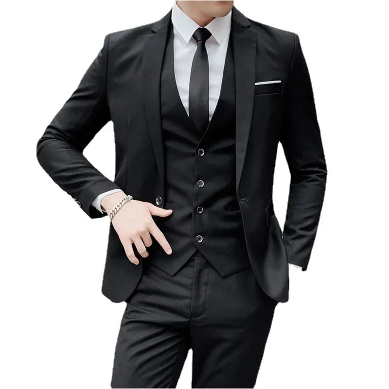 S-9XL New (Blazer+Vest+Pants) Men's Fashion Business Gentleman Professional Formal Dress Korean Version Banquet Dress Suit 6XL