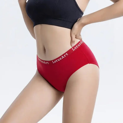 Women's Underwear Large Size Cotton Medium High Waist Women's Mother's Briefs Christmas Red