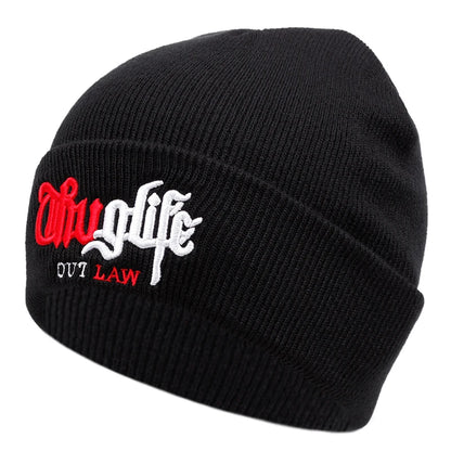 New Fashion Knitted Hat Thuglife Embroidery Couple Hat Unisex Black Beanie Hats Beanies Warm Knitted Hat Wool Cap Gorros