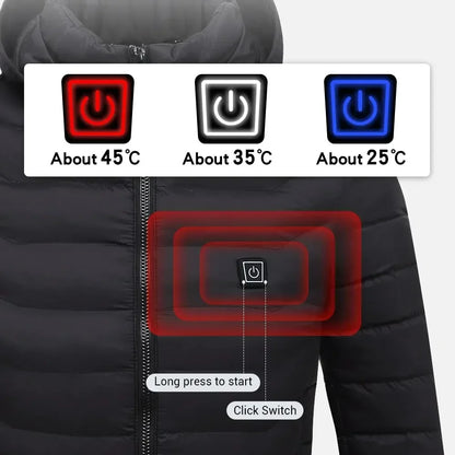 9/23 Areas Heated Jacket Men Warm Vest USB Self Heating parka Women Heated Coat Ski Camping Hiking Winter Cotton Clothes Washed