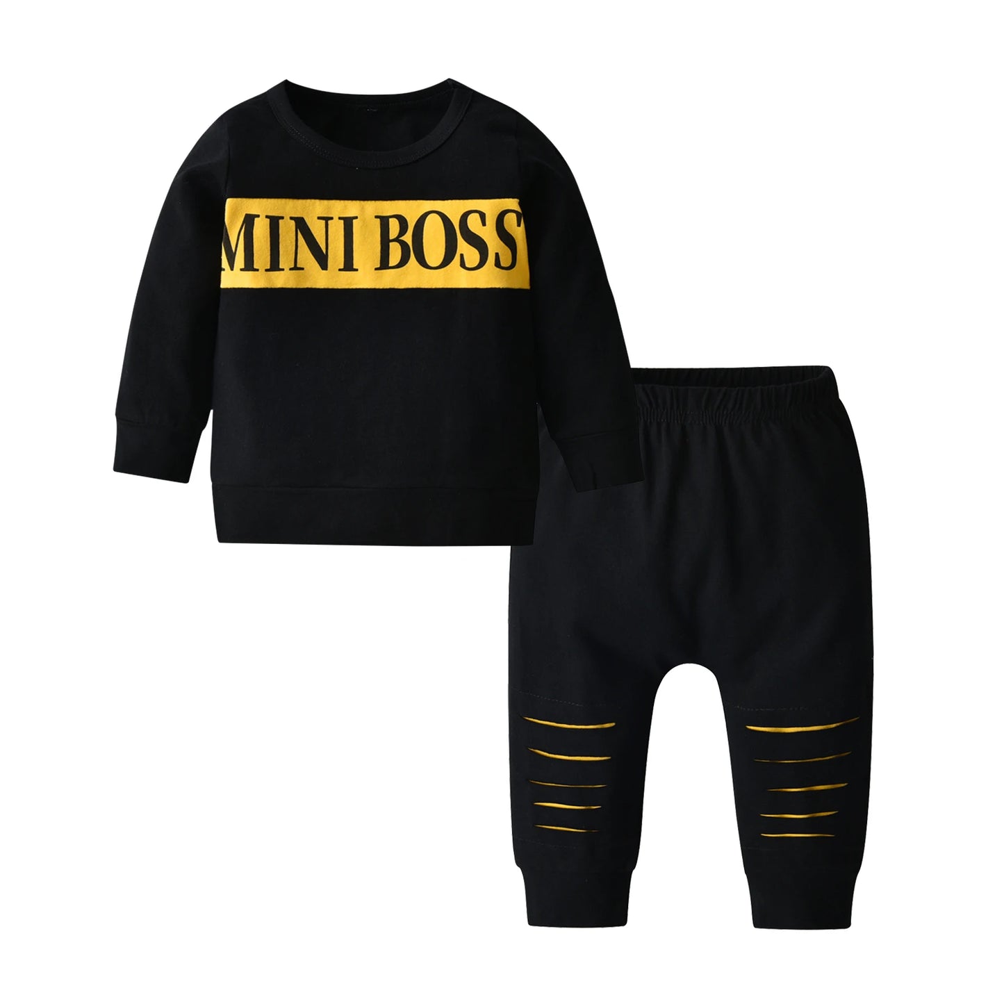 Toddler Baby Boys Casual Clothing Set for 0 to 2 Years Spring Autumn Letters Printed Long Sleeve Round Neck Top + Pants Outfit