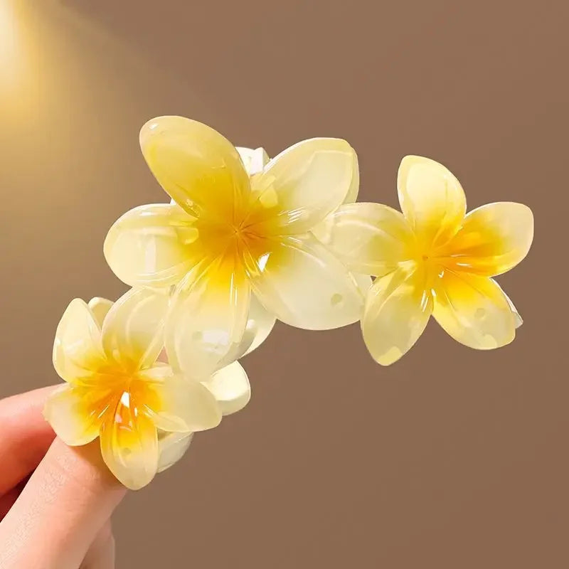 Flower Crab Hair Clips for Women Plumeria Barrettes Large Hair Claw for Thin/Thick Beach Hair Accessories for Girls 8cm