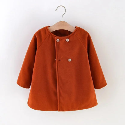 Autumn and Winter New Fashion Solid Color Baby Girls' Coat Korean Style Children's Long Sleeve Clothing (0-3 Years Old)