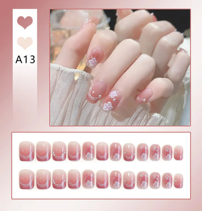 24pcs Full Rhinestones Bridal Press-on Nail Long Lasting Full Coverage Pearl Shiny Artificial Fake Nail For Manicure Decoration