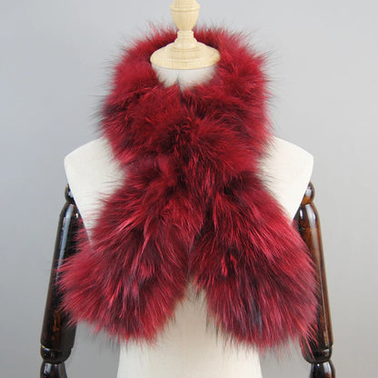2025 New Knit Real Fox Fur Lady Fashion Neckerchief Scarves Women Real Fur Bandana Women Winter Warm Natural Fox Fur Scarf Ring