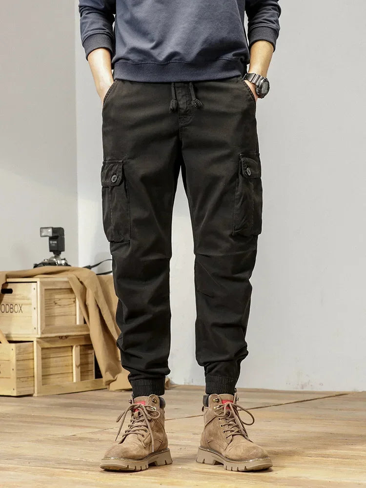 2024 New Multi-Pockets Spring Summer Cargo Pants Men Streetwear Zipper Leg Skinny Work Joggers Cotton Casual Tactical Trousers