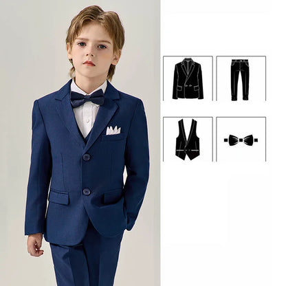 Prince Kids Green Jakcet Vest Pants Bowtie Piano Party Dress Boys Wedding Ceremony Photograph Suit Children Performance Costume