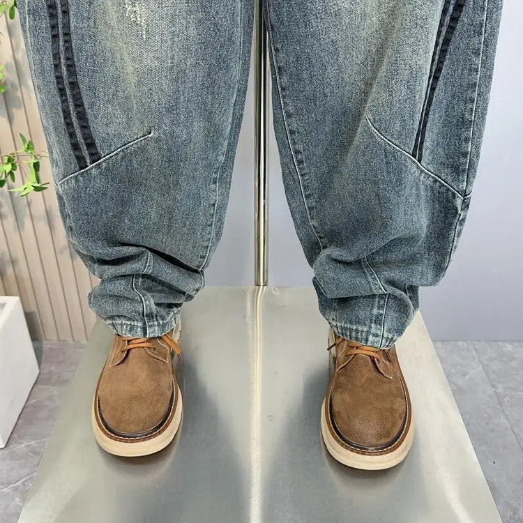 Fashion Loose Hip Hop Striped Jeans American Retro Jeans High Quality Luxury Brand Men Clothing