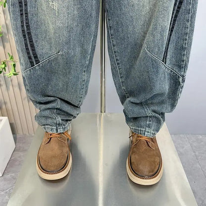 Fashion Loose Hip Hop Striped Jeans American Retro Jeans High Quality Luxury Brand Men Clothing