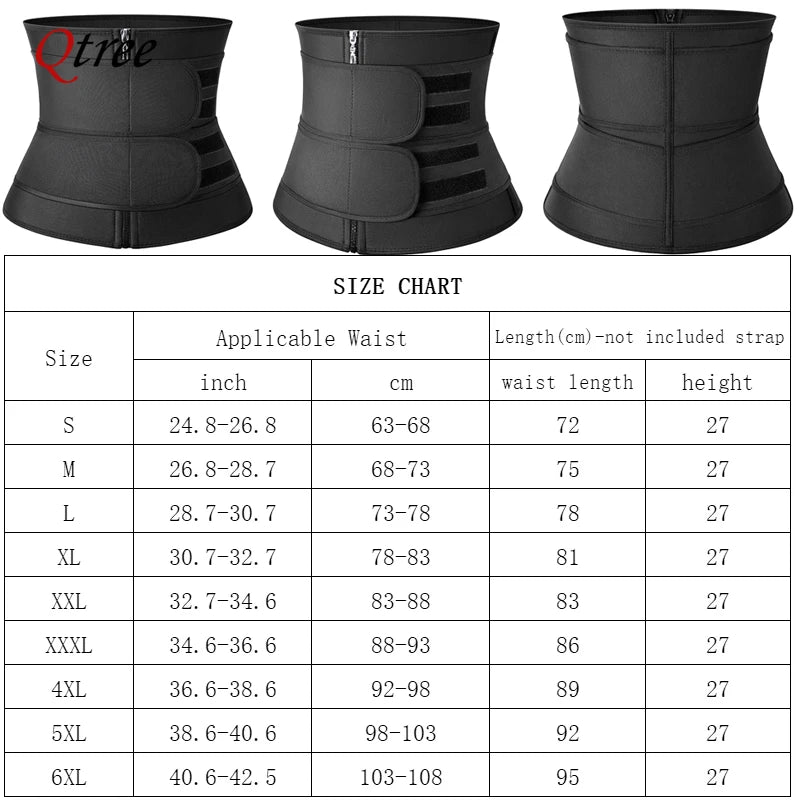 Qtree Waist Trainer Plus Size for Women Sports Girdle Corset Slimming Belly Body Shaper Sweat Trimmer Belt Slimmer Weight Loss