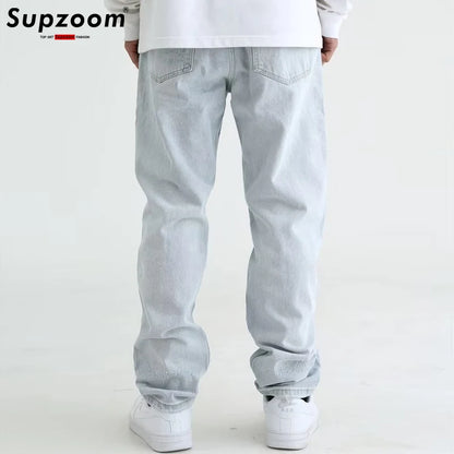 Supzoom New Arrival Top Fashion Autumn Washed Light White Personalized Hole Patch Cloth Casual Denim Solid Hollow Out Jeans