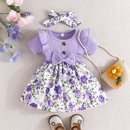 Dress Baby Girl 0-3 Years old Summer Short Sleeve Fashion Cute Floral Kids Princess Dresses For Newborn Baby Girls