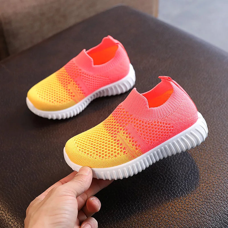 Spring and Autumn Color blocked Children's Shoes Breathable Student Shoes Trendy Casual Shoes for Boys and Girls Flyknit Shoes