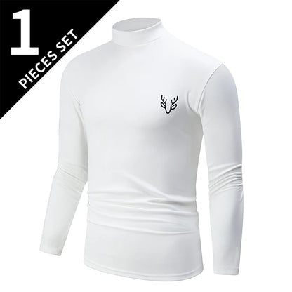 1/2 Pack Men's Fall/Winter Turtleneck Backcoat Solid Color Simple Warm Long Sleeve Shirt Teenagers' School Uniforms with Sanded