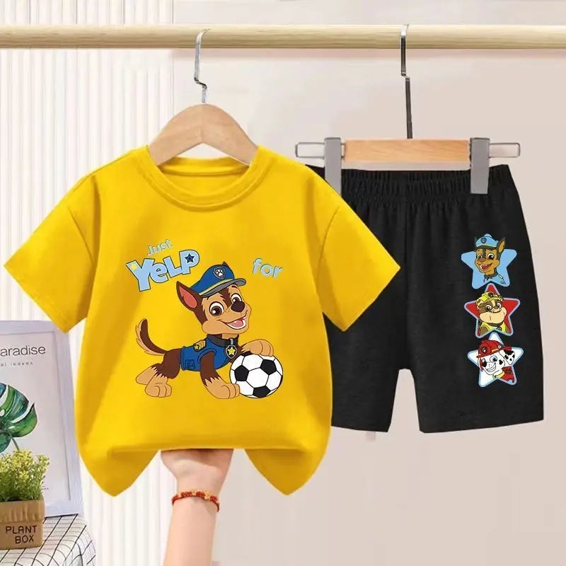 PAW Patrol Children's T-shirts Sets Boys Summer Short Sleeve Shorts Two Piece Suit Kids Outfits Breathable Sport Clothes Set