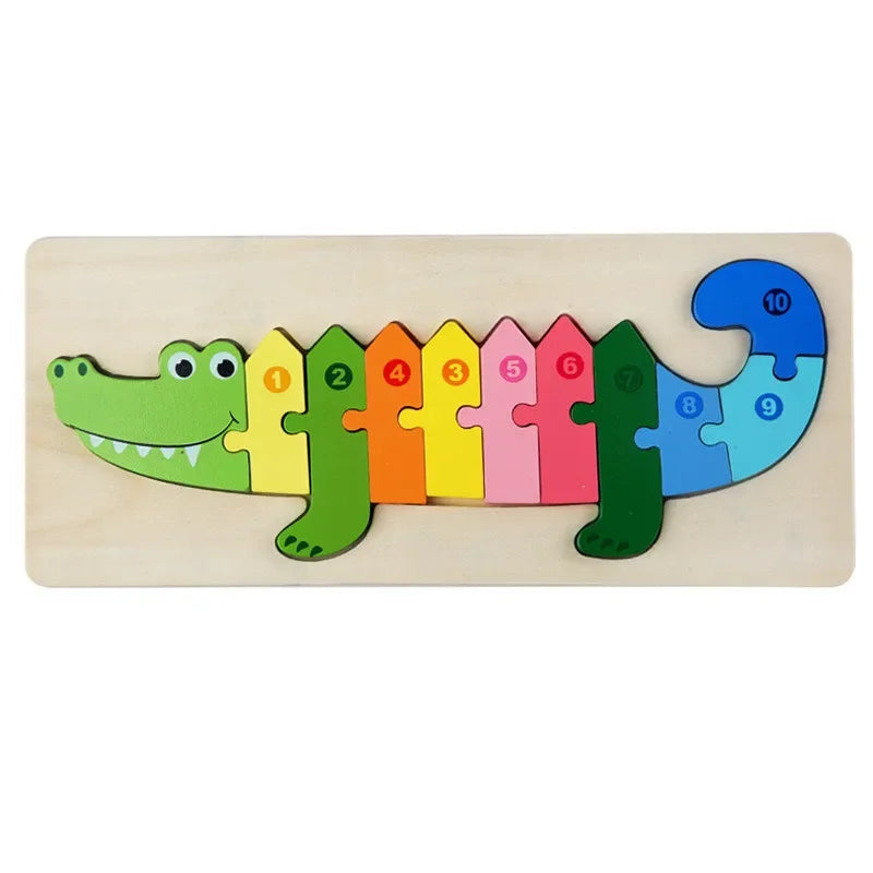 Montessori Wooden Toddler Puzzles for Kids Montessori Toys for Toddlers 2 3 4 5 Years Old Top 3D Puzzle Educational Dinosaur Toy