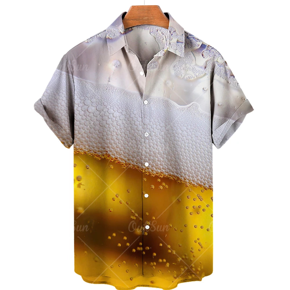 Men's Shirts Beer Shirts For Men Fashion Hawaiian Shirt Casual Vocation Beach Blouses Holiday Blouse Mens Clothing Camisa Summer