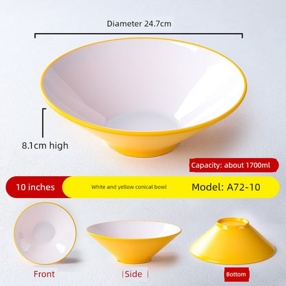 Melamine Rain-Hat Shaped Bowl Commercial Ramen Bowl River Snail Rice Noodle Bowl Noodle Restaurant Dedicated Noodles with Soy Sauce Wonton Pig's Knuckle Rice Spicy Hot Large Bowl