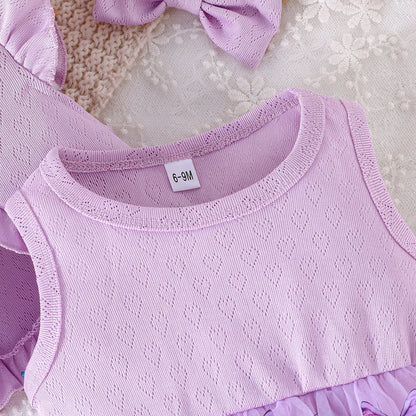 Summer Set Infant Girl Clothes Newborn Photography Fashion Cute Shawl Sleeveless Mesh Cotton Butterfly Dress