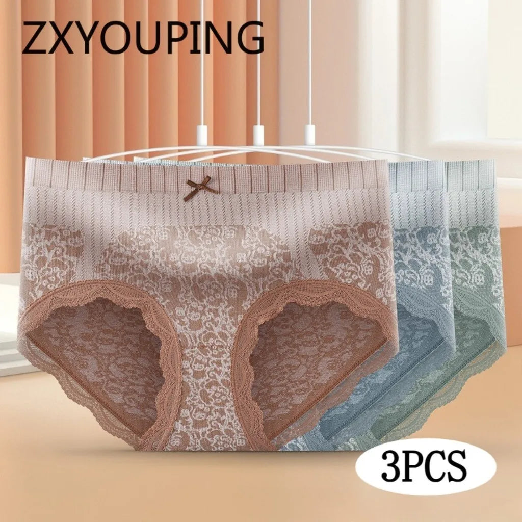 ZXYOUPING 3Pcs Women's 40-75KG Panties Mid Waist Seamless Shaper Brief Underwear Breathable Plus Size Panty for Women