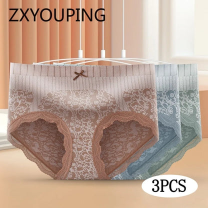 ZXYOUPING 3Pcs Women's 40-75KG Panties Mid Waist Seamless Shaper Brief Underwear Breathable Plus Size Panty for Women