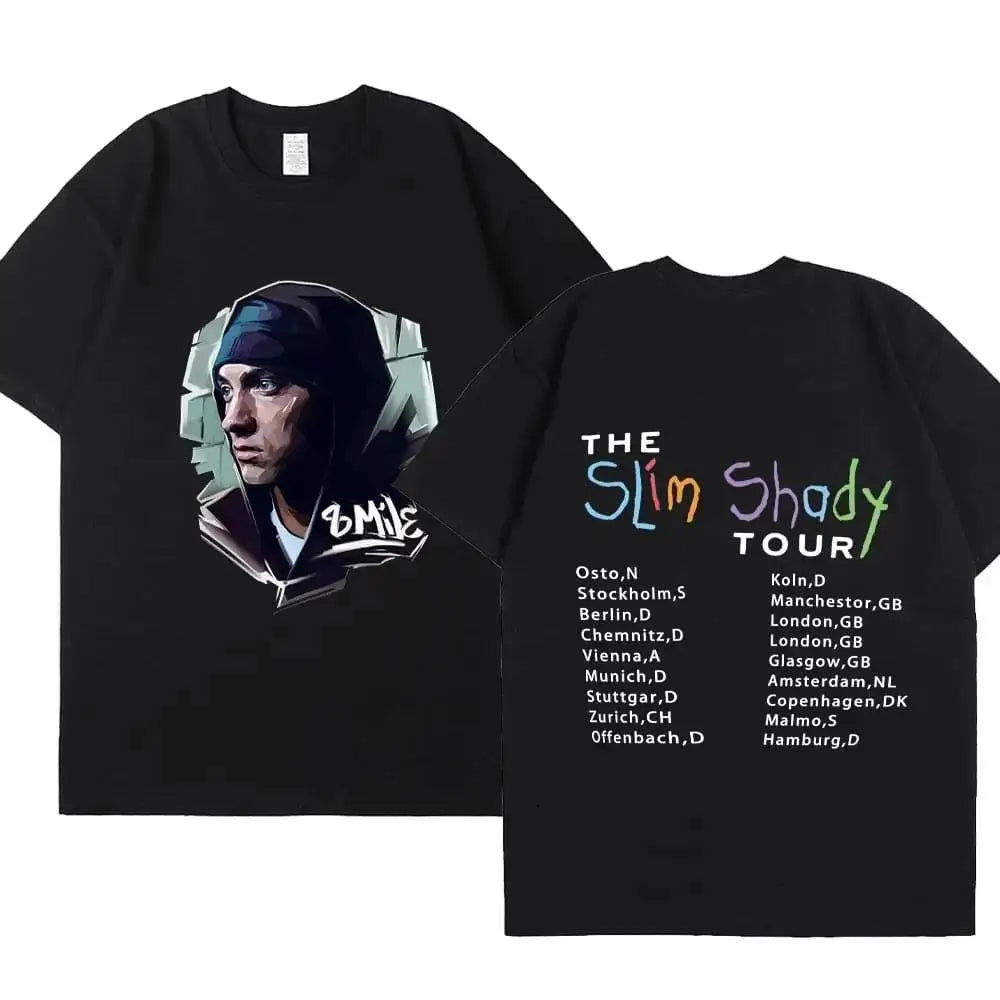 Eminem Graphic Print T Shirt Hip Hop Streetwear Rock T Shirt Short Sleeve Fashion Casual Crew Neck Plus Size T Shirt Women