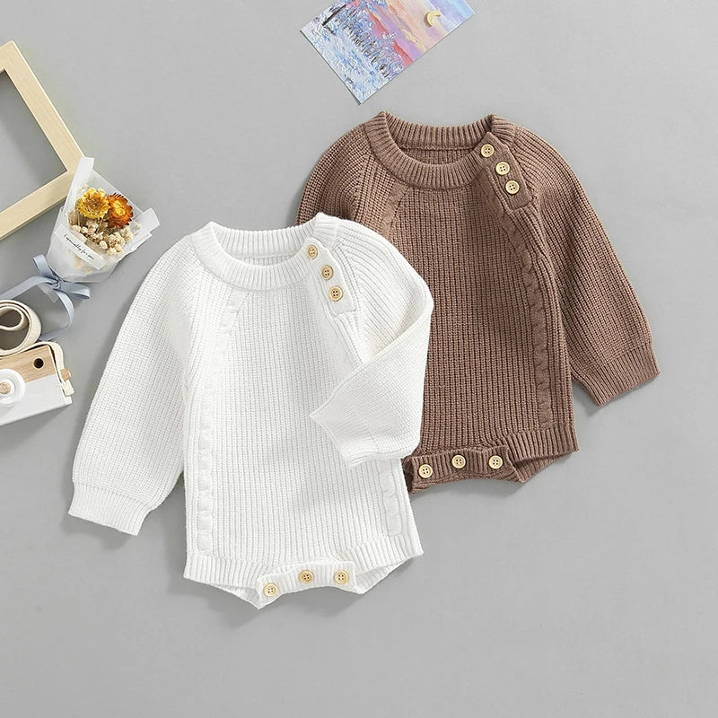 Newborn Infant Baby Girl Boy Knit Sweater Romper Pullover Sweatshirt Fall Winter Baby Clothes Warm Romper Bodysuits