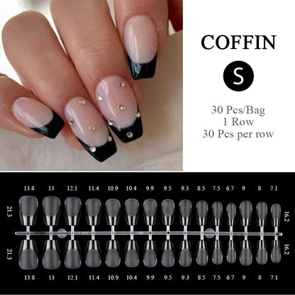 30Pcs French Gradient Short Ballet Nails Simple Nude Color False Nails Coffin Fake Nail Press On Nails Full Cover Nails