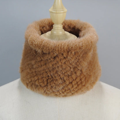 2025 New Women Winter Real Mink Fur Scarves headbands Good Elastic Knitted Natural Mink Fur Scarf Thick Warm Lady Fur Ring Shawl
