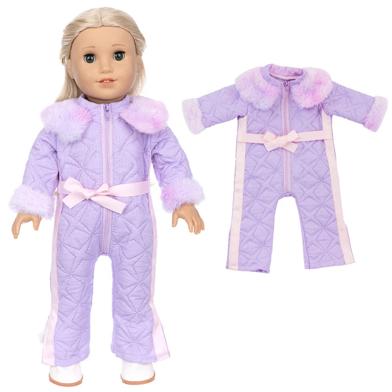 18 inch Girls Doll Winter Coat Dress Suit for 43cm Baby Doll Outfit Skirt