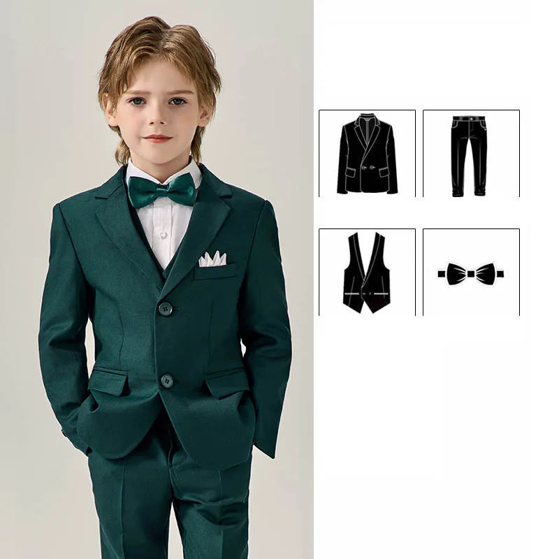 Prince Kids Purple Jakcet Vest Pants Bowtie Piano Party Dress Boys Wedding Ceremony Photograph Suit Children Performance Costume