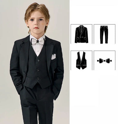 Prince Kids Purple Jakcet Vest Pants Bowtie Piano Party Dress Boys Wedding Ceremony Photograph Suit Children Performance Costume