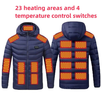 9/23 Areas Heated Jacket Men Warm Vest USB Self Heating parka Women Heated Coat Ski Camping Hiking Winter Cotton Clothes Washed