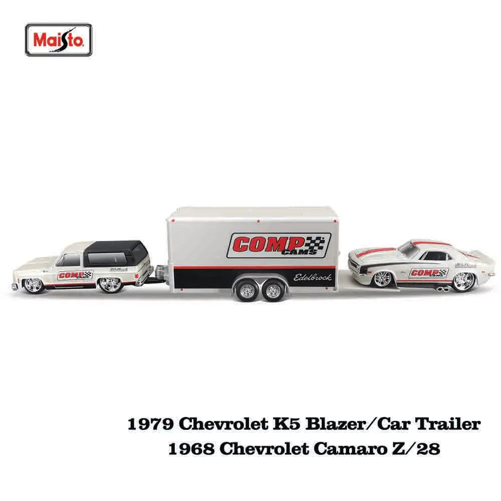 1:64 Maisto Three In One Trailer Car Model Ford Dodge Chevrolet Diecast