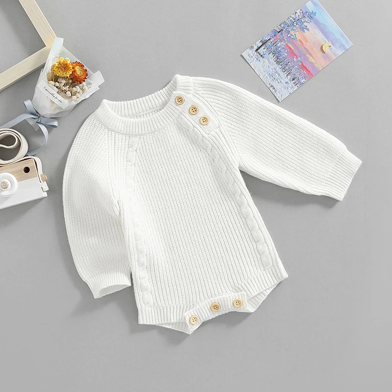 Newborn Infant Baby Girl Boy Knit Sweater Romper Pullover Sweatshirt Fall Winter Baby Clothes Warm Romper Bodysuits