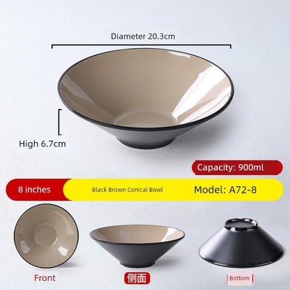 Melamine Rain-Hat Shaped Bowl Commercial Ramen Bowl River Snail Rice Noodle Bowl Noodle Restaurant Dedicated Noodles with Soy Sauce Wonton Pig's Knuckle Rice Spicy Hot Large Bowl